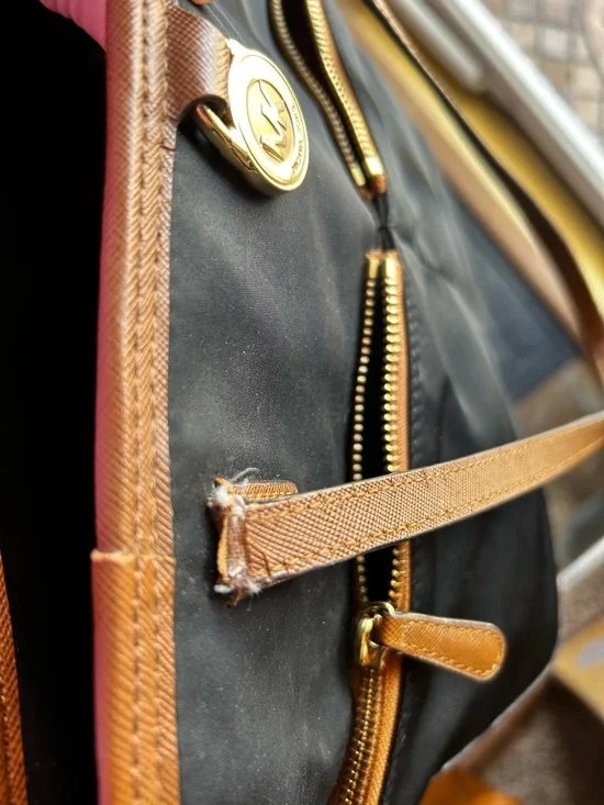 Michael Kors Black Tote with Brown Trim and Gold Logo - Picture 7 of 8